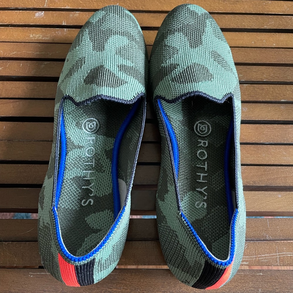 Rothy’s Olive Camo Loafers, size 6, EUC